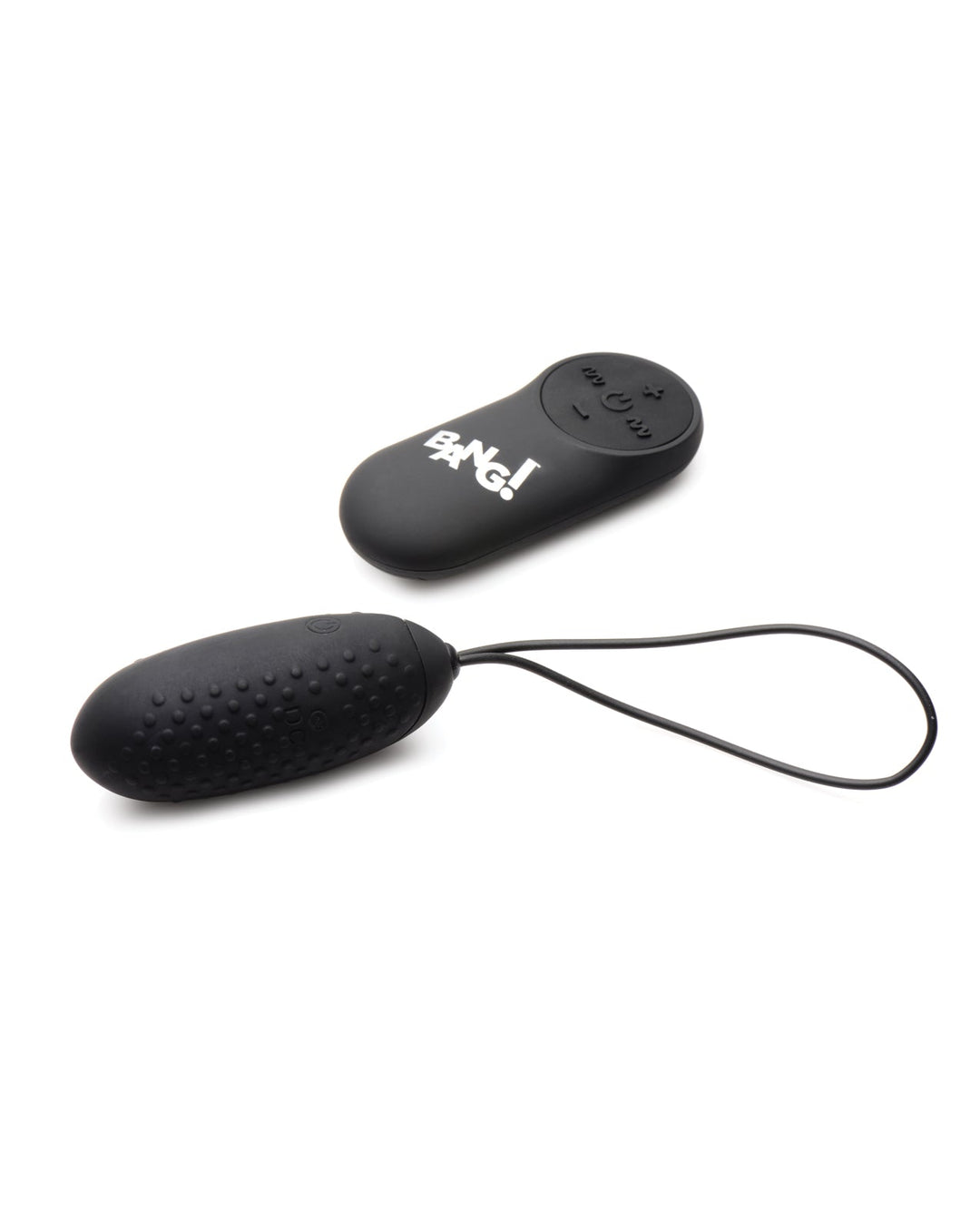 XR Brands Bang! 28X Nubbed Silicone Egg with Remote Control - Black Vibrators