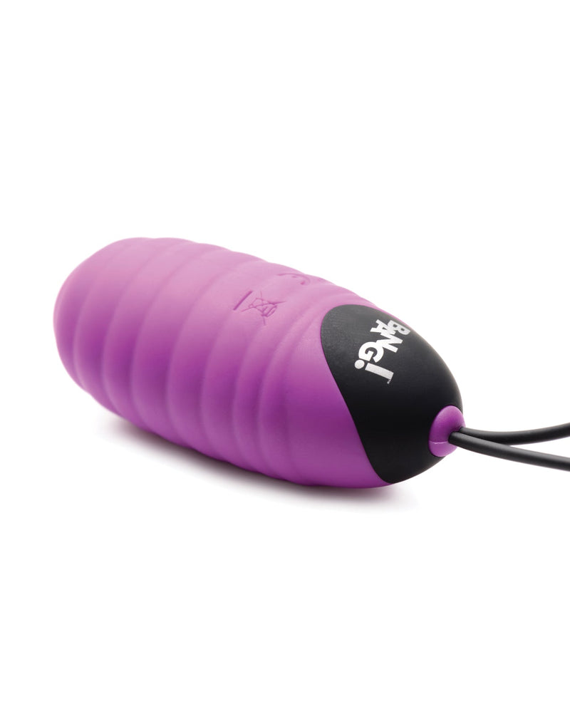 XR Brands Bang! 28X Ribbed Silicone Egg with Remote Control - Purple Vibrators