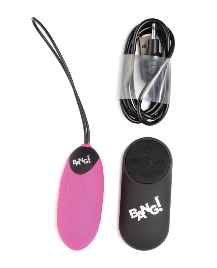 XR Brands Bang! 28X Swirl Silicone Egg with Remote Control - Pink Vibrators
