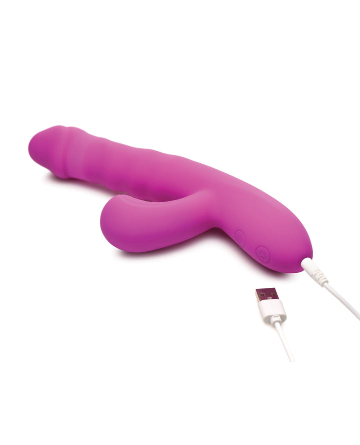 XR Brands Bang! Thrusting &amp; Sucking Rabbit Vibrator - Purple Vibrators