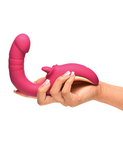 XR Brands Lickgasm Tease & Please Thrusting & Licking Vibrator - Pink Vibrators