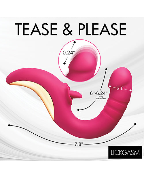 XR Brands Lickgasm Tease & Please Thrusting & Licking Vibrator - Pink Vibrators