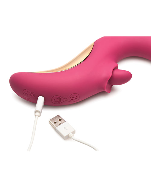 XR Brands Lickgasm Tease & Please Thrusting & Licking Vibrator - Pink Vibrators