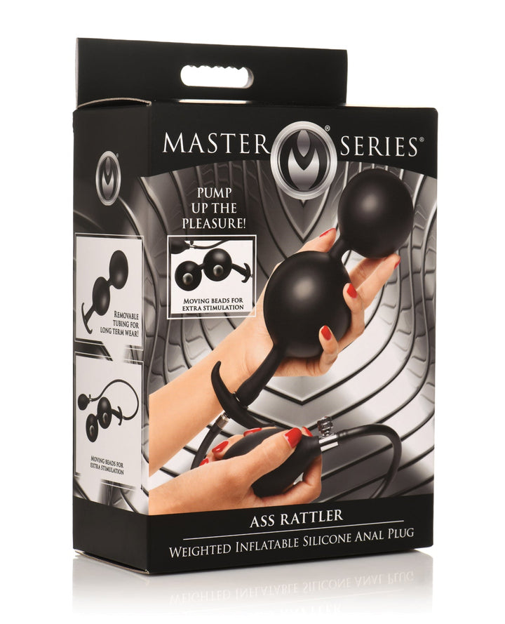 Xr LLC Master Series Ass Rattler Weighted Inflatable Silicone Anal Plug - Black Anal Toys