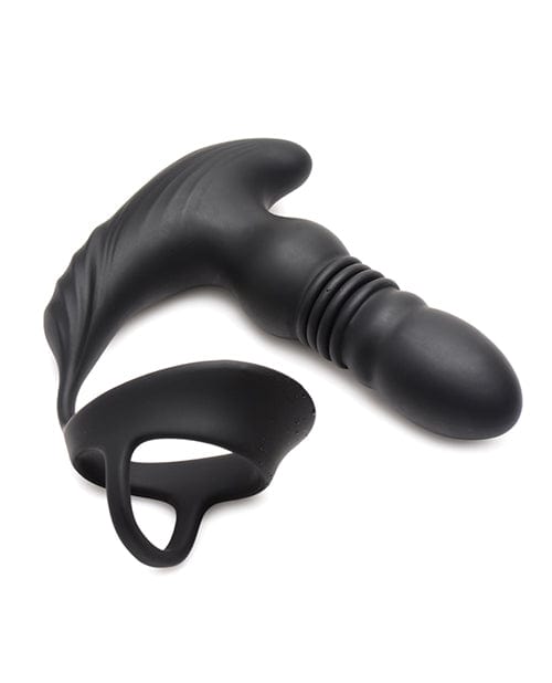 Xr LLC Thunderplugs 10x Thrusting Silicone Vibrator W/cock &amp; Ball Strap &amp; Remote - Black Anal Toys