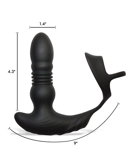 Xr LLC Thunderplugs 10x Thrusting Silicone Vibrator W/cock &amp; Ball Strap &amp; Remote - Black Anal Toys