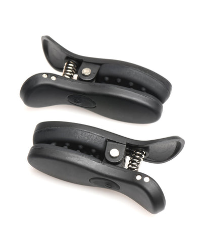 Xr LLC Master Series Dark Grip Vibrating Nipple Clamps - Black Kink & BDSM