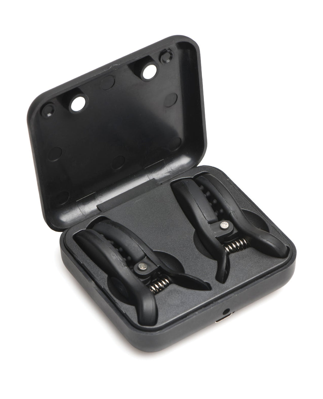 Xr LLC Master Series Dark Grip Vibrating Nipple Clamps - Black Kink &amp; BDSM