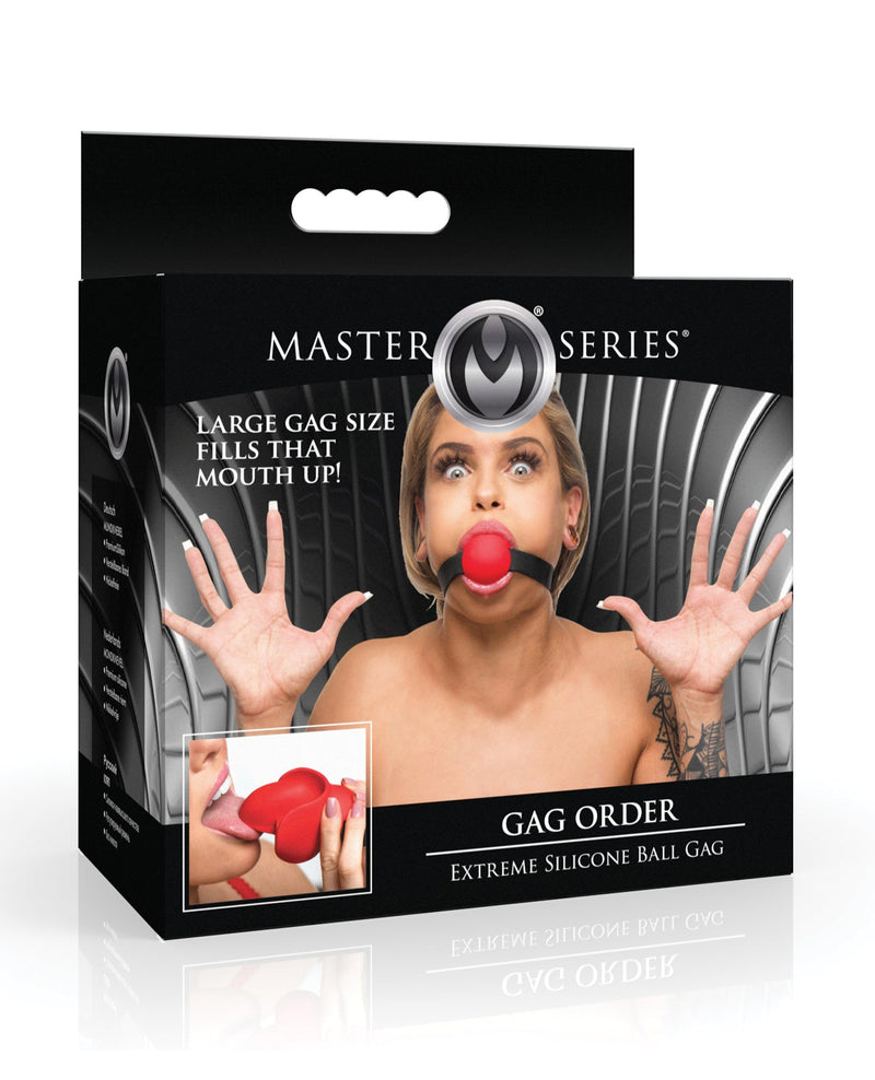 Xr LLC Master Series Gag Order Extreme Silicone Ball Gag - Red/Black Kink & BDSM