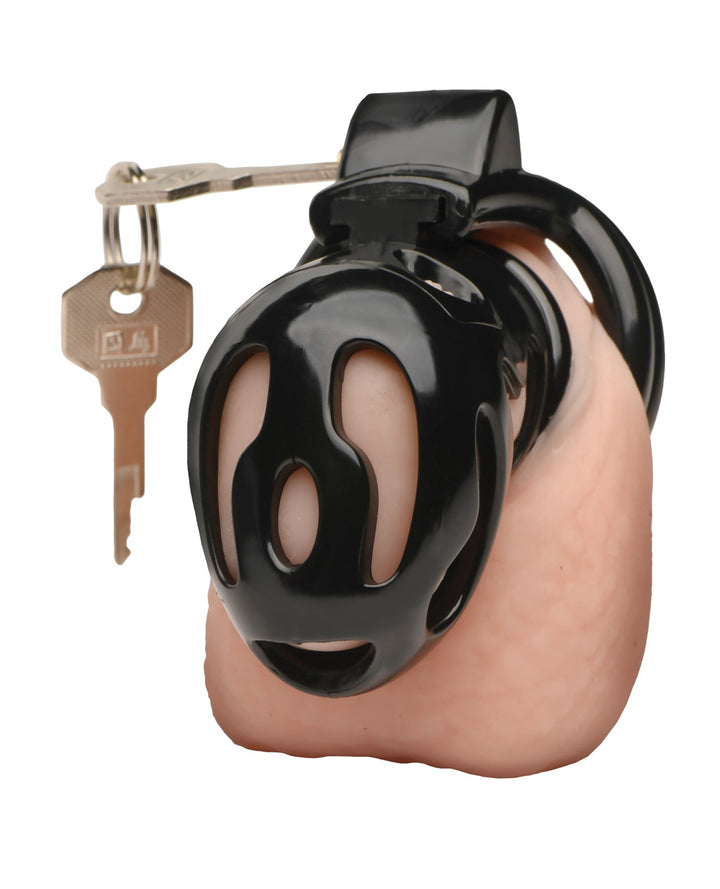 Xr LLC Master Series Hard Stop Double Ring Chastity Cage - Black Kink &amp; BDSM