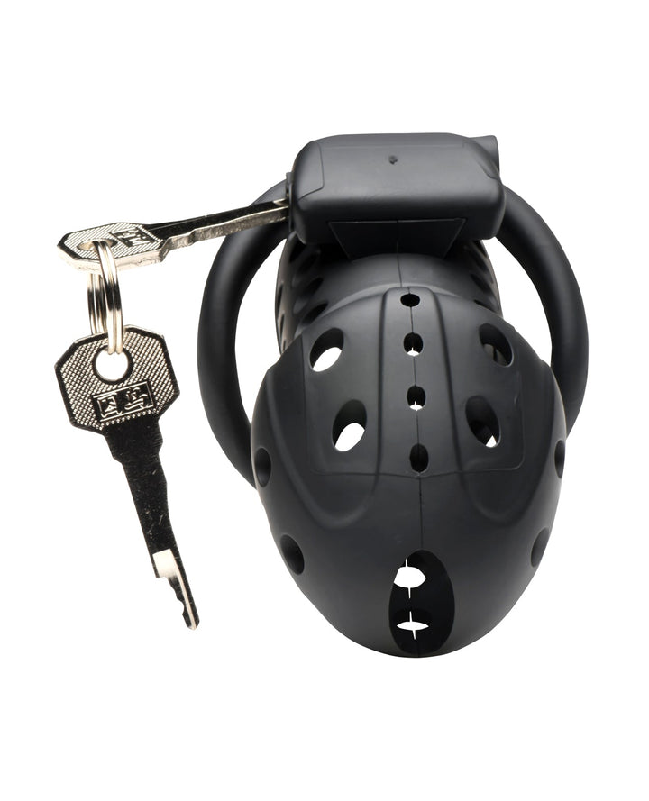 Xr LLC Master Series Lock Down Chastity Cage - Black Kink &amp; BDSM