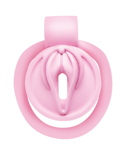 Xr LLC Master Series Pussification Vulva Locking Chastity Cage - Pink Kink &amp; BDSM