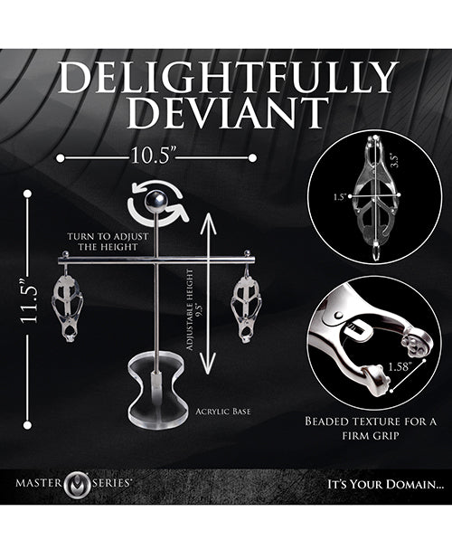 Xr LLC Master Series Tower of Pain Nipple Clamps - Silver Kink &amp; BDSM