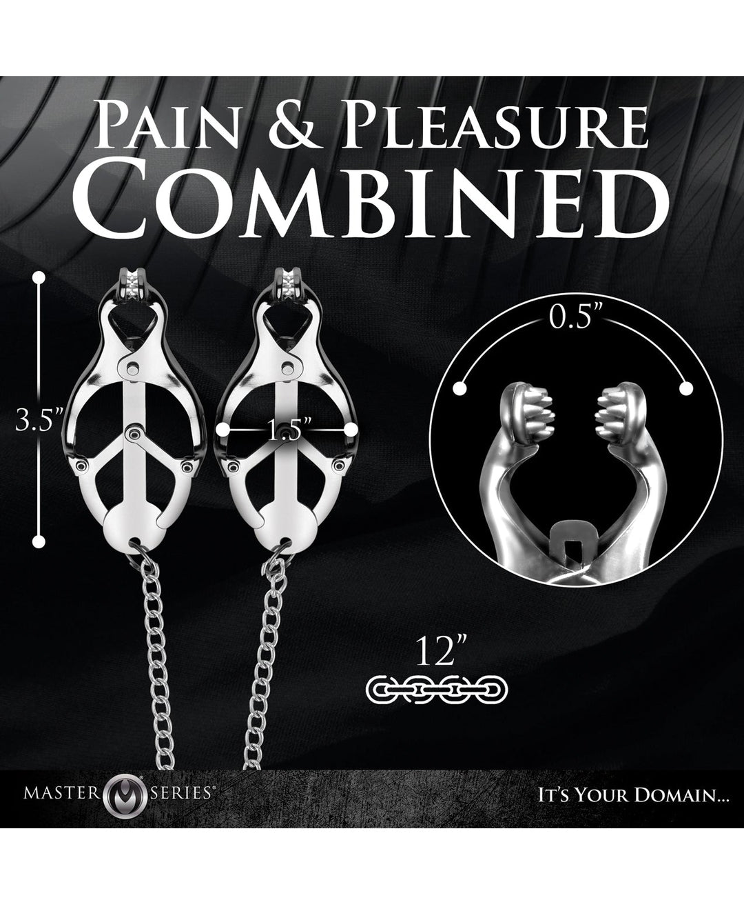 Xr LLC Master Series Tyrant Spiked Clover Nipple Clamps - Silver Kink &amp; BDSM