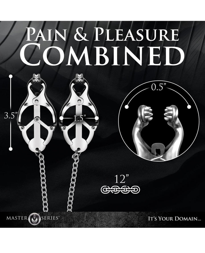 Xr LLC Master Series Tyrant Spiked Clover Nipple Clamps - Silver Kink &amp; BDSM