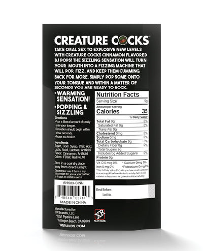 Xr LLC Creature Cocks CC Bj Pops! - Warming Cinnamon More