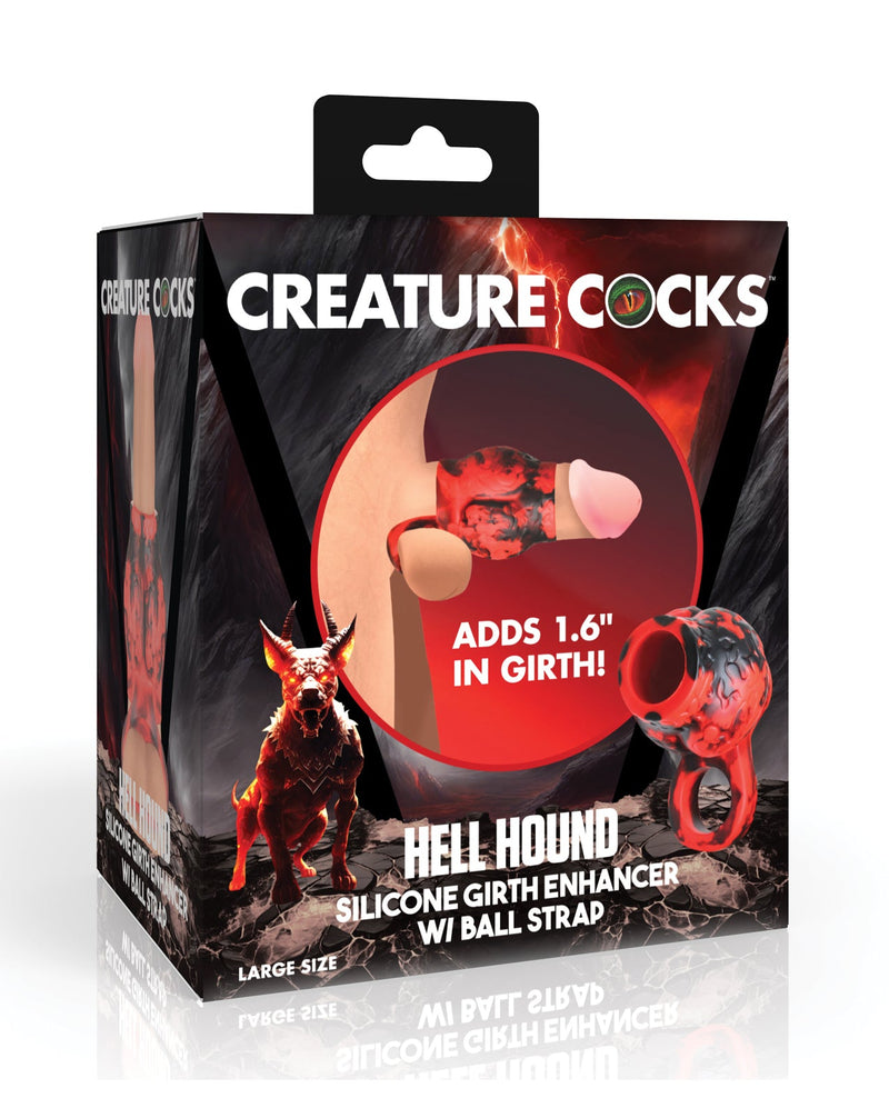 Xr LLC Creature Cocks Hell Bound Penis Sleeve & Ball Stretcher - Red/Black Large Penis Toys