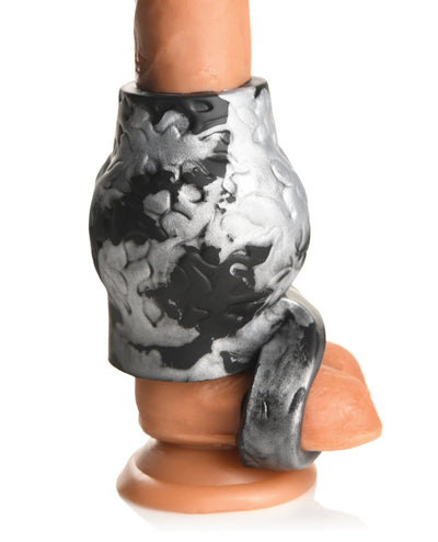 Xr LLC Creature Cocks Night Prowler Silicone Penis Sleeve & Ball Stretcher - Silver/Black Penis Toys