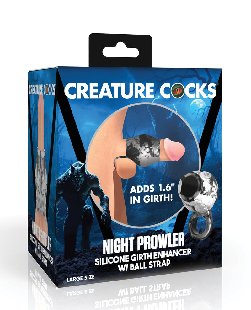 Xr LLC Creature Cocks Night Prowler Silicone Penis Sleeve & Ball Stretcher - Silver/Black Large Penis Toys