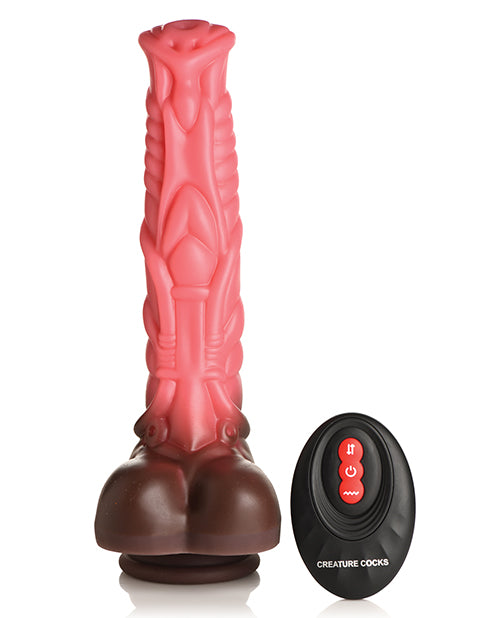 Creature Cocks Deluxe Centaur Thrusting & Vibrating Silicone Dildo with Remote Control - Peach/Brown