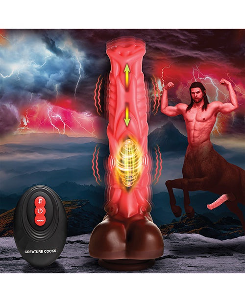 Xr LLC Creature Cocks Deluxe Centaur Thrusting & Vibrating Silicone Dildo w/Remote Control - Peach/Brown Vibrators