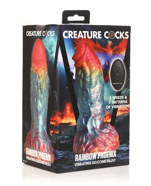 Xr LLC Creature Cocks Rainbow Phoenix Vibrating Dildo w/Remote Control - Rainbow Vibrators