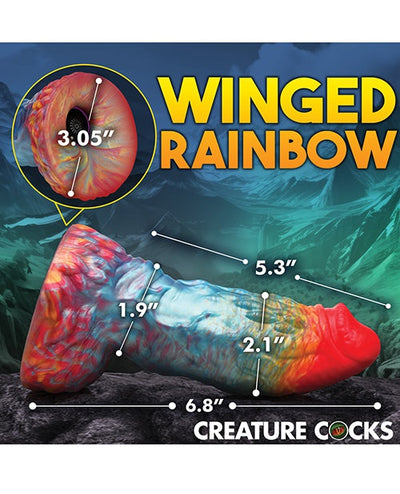 Xr LLC Creature Cocks Rainbow Phoenix Vibrating Dildo w/Remote Control - Rainbow Vibrators