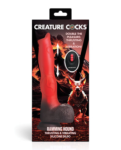 Creature Cocks Ramming Hound Thrusting & Vibrating Silicone Dildo with Remote Control - Red/Brown