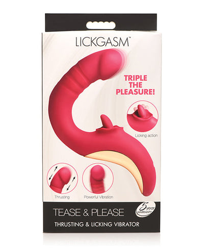 Xr LLC Lickgasm Tease & Please Thrusting & Licking Vibrator - Pink Vibrators