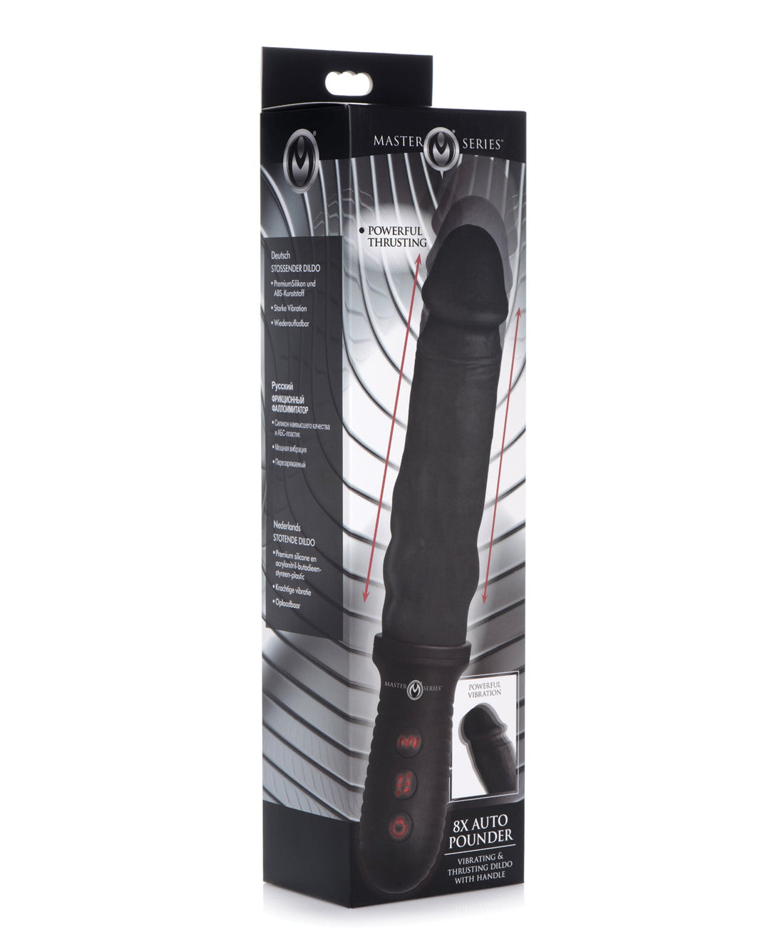 Xr LLC Master Series 8X Auto Pounder Vibrating &amp; Thrusting Dildo w/Handle - Black Vibrators