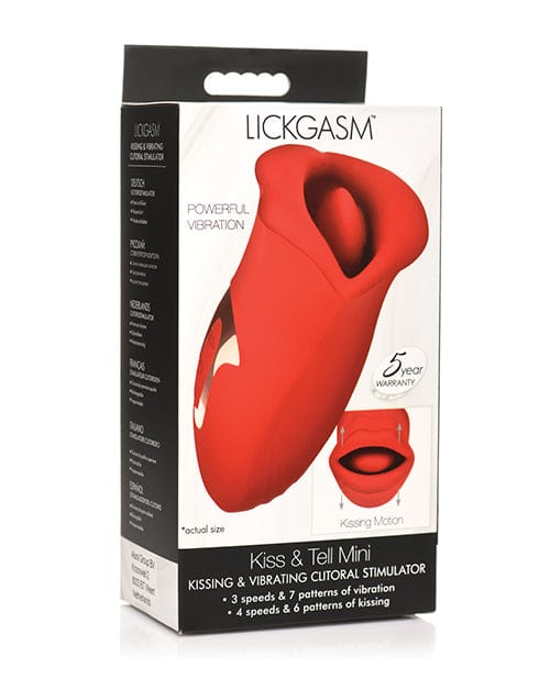 Xr LLC No Eta Shegasm Lickgasm Kiss + Tell Silicone Kissing &amp; Vibrating Clitoral Stimulator - Red Vibrators