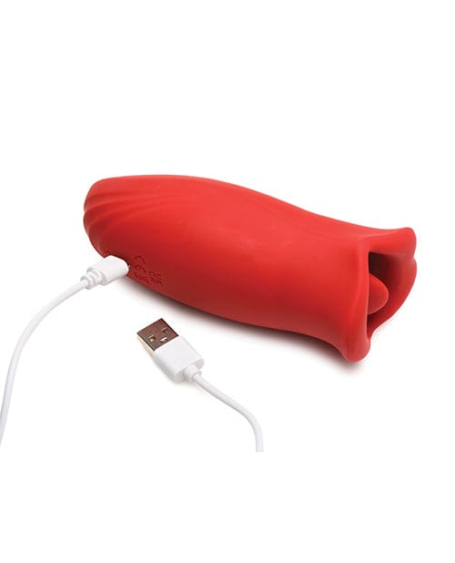 Xr LLC No Eta Shegasm Lickgasm Kiss + Tell Silicone Kissing &amp; Vibrating Clitoral Stimulator - Red Vibrators