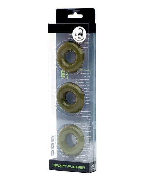 665 INC Sport Fucker Chubby Cockring Pack Of 3 Army Green Penis Toys