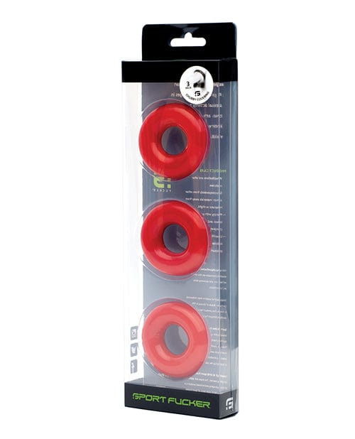 665 INC Sport Fucker Chubby Cockring Pack Of 3 Red Penis Toys