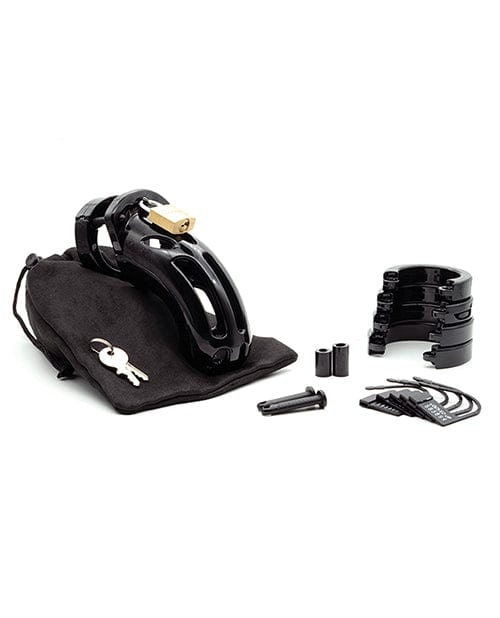 A.L. Enterprises The Curve 3 3-4" Curved Cock Cage &amp; Lock Set - Black Kink &amp; BDSM