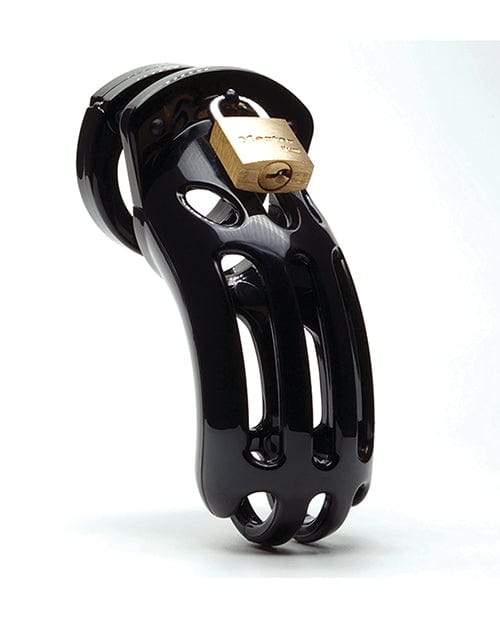 A.L. Enterprises The Curve 3 3-4" Curved Cock Cage &amp; Lock Set - Black Kink &amp; BDSM