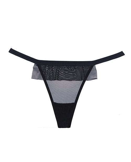 Allure Lingerie Adore Black Tie Mesh Front with Flounce Open Bow Back Panty Black One Size Fits Most Lingerie &amp; Costumes