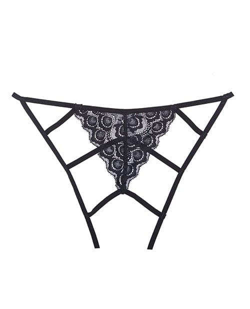 Allure Lingerie Adore Luv Web Strappy Open Front Panty Black O-s Lingerie &amp; Costumes
