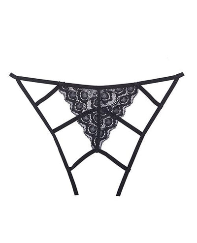 Allure Lingerie Adore Luv Web Strappy Open Front Panty Black O-s Lingerie & Costumes