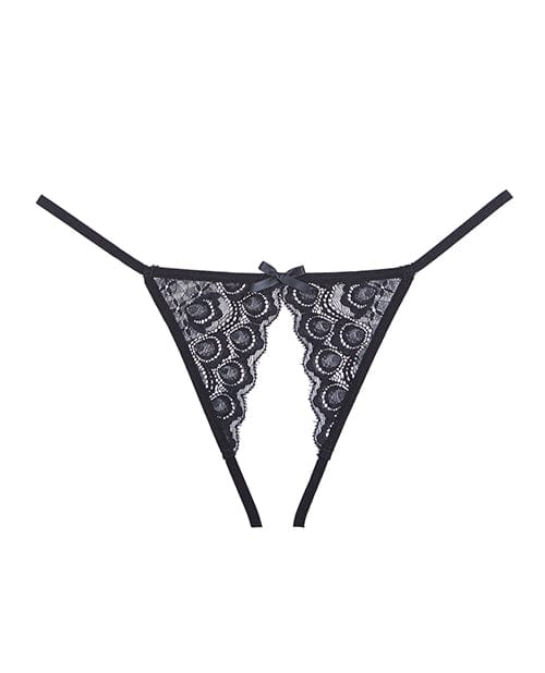 Allure Lingerie Adore Luv Web Strappy Open Front Panty Black O-s Lingerie &amp; Costumes