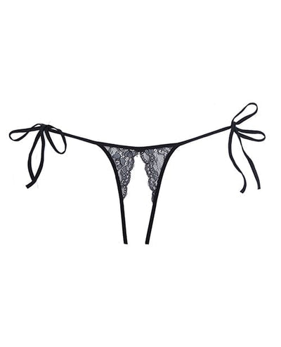 Allure Lingerie Adore Sugar Tie Side Open Lace Panty Black One Size Fits Most Lingerie & Costumes