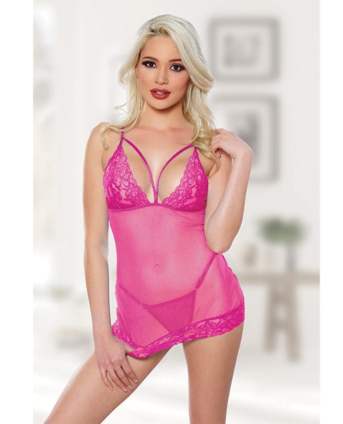 Allure Lingerie Allure Blush Me Babydoll &amp; G-string One Size Fits Most Hot Pink Lingerie &amp; Costumes