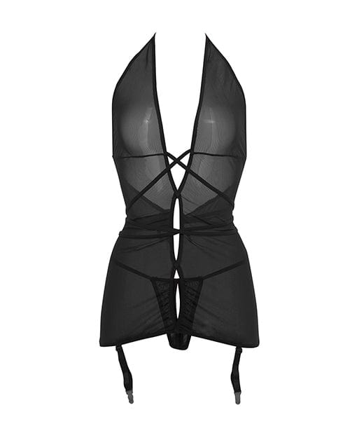 Allure Lingerie Lp Allure Savannah Sheer Mesh Garter Dress &amp; Open Thong Lingerie &amp; Costumes