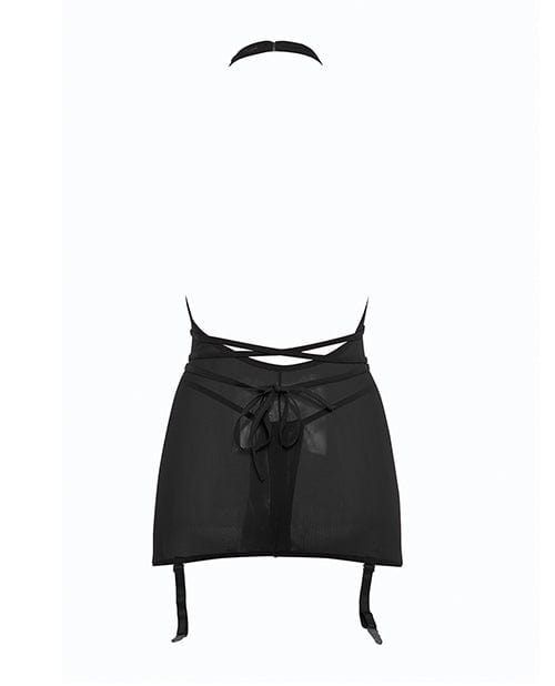 Allure Lingerie Lp Allure Savannah Sheer Mesh Garter Dress &amp; Open Thong Lingerie &amp; Costumes