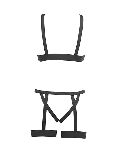 Allure Lingerie Lp Kitten Teaser Strappy Open Cup Bra &amp; Open Panty W/leg Straps O/s Lingerie &amp; Costumes