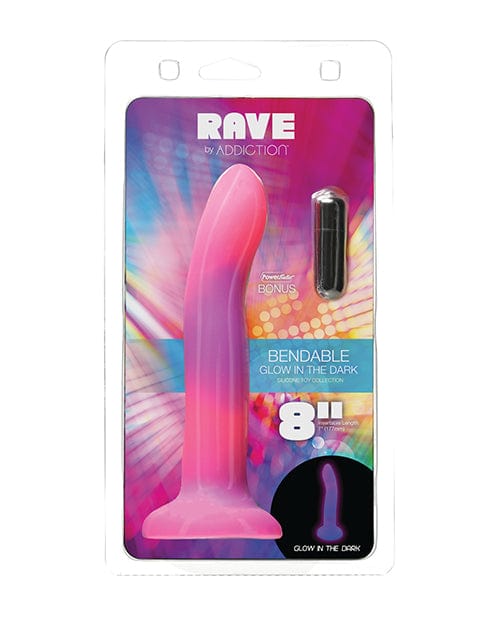 B.M.S. Enterprises Addiction 8" Rave Glow In The Dark Dong - Pink-purple Dildos