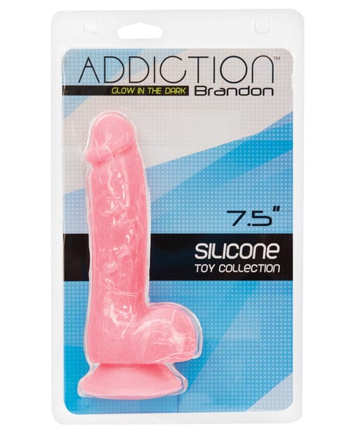 B.M.S. Enterprises Addiction Brandon 7.5" Glow In The Dark Dildo - Pink Dildos