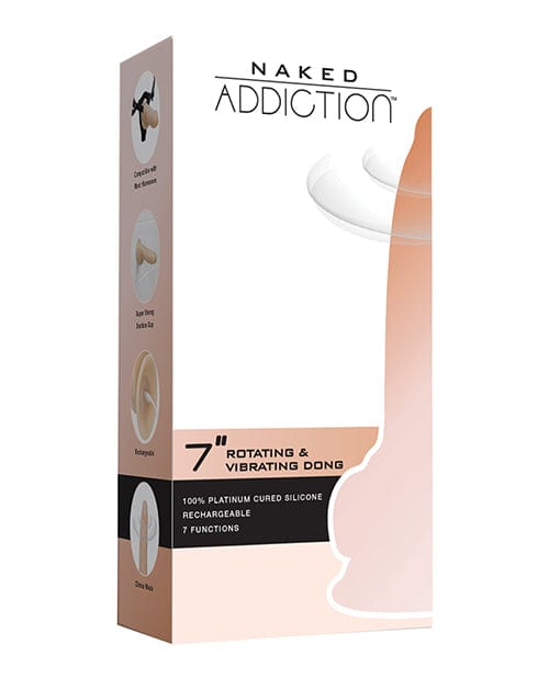 B.M.S. Enterprises Naked Addiction 7" Rotating &amp; Vibrating Dong with Remote - Flesh Dildos