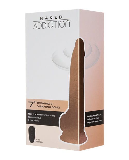 B.M.S. Enterprises Naked Addiction 7" Rotating &amp; Vibrating Dong with Remote - Flesh Dildos