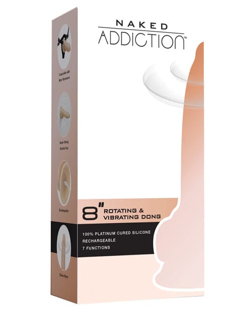 B.M.S. Enterprises Naked Addiction 8" Rotating & Vibrating Dong - Flesh Dildos
